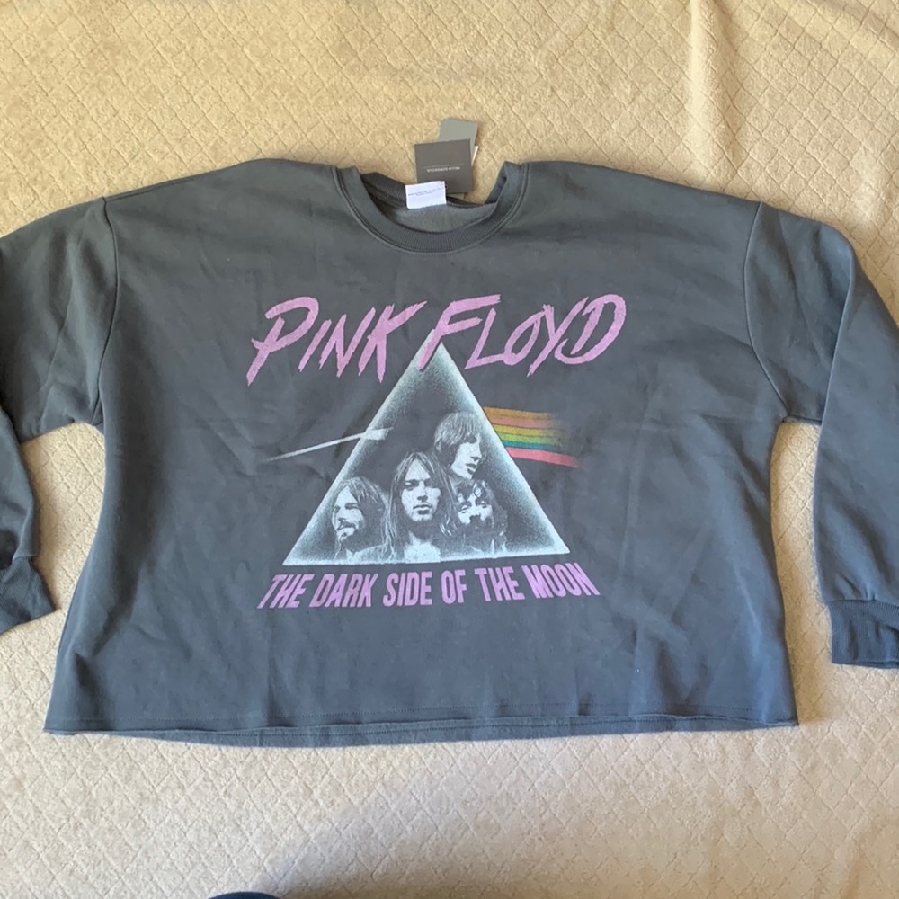 🆕 NEW nwt Pink Floyd cropped xxl sweatshirt grey the dark side of the moon